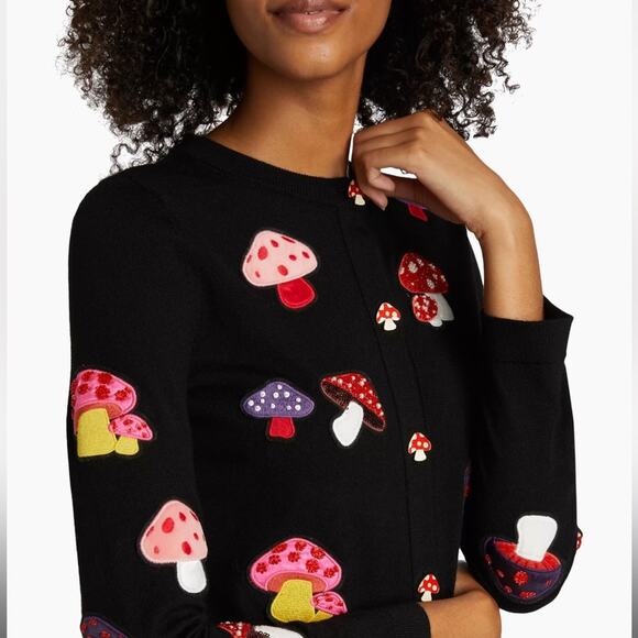 Alice + Olivia Ruthy Mushroom Wool-Blend Cardigan L - Picture 7 of 14